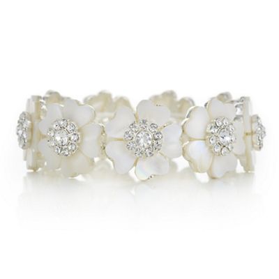 Cream pearl crystal floral bracelet
